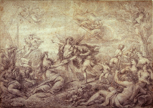 Muse of Painting and the Artist, vintage artwork by Francesco Albani, 12x8" (A4) Poster