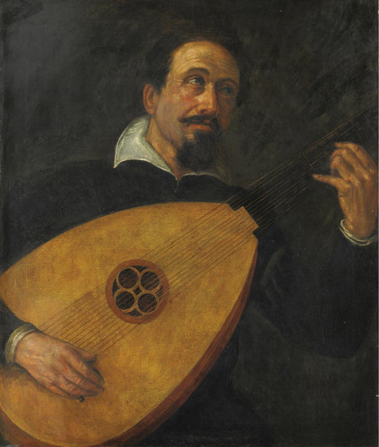 Musician with a Lute, vintage artwork by Leandro Bassano, 12x8" (A4) Poster