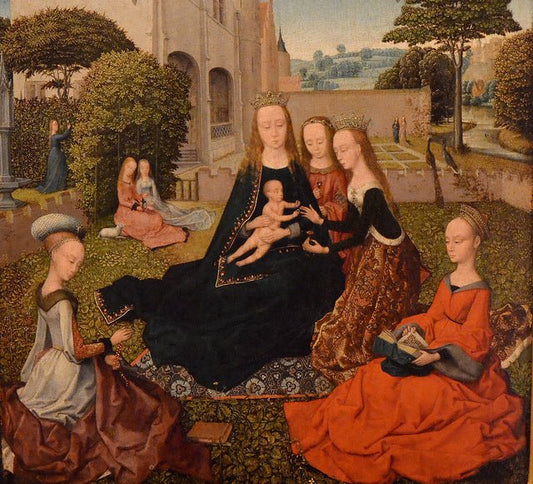 Mystic Marriage of Saint Catherine, vintage artwork by Master of the Embroidered Foliage, A3 (16x12") Poster Print