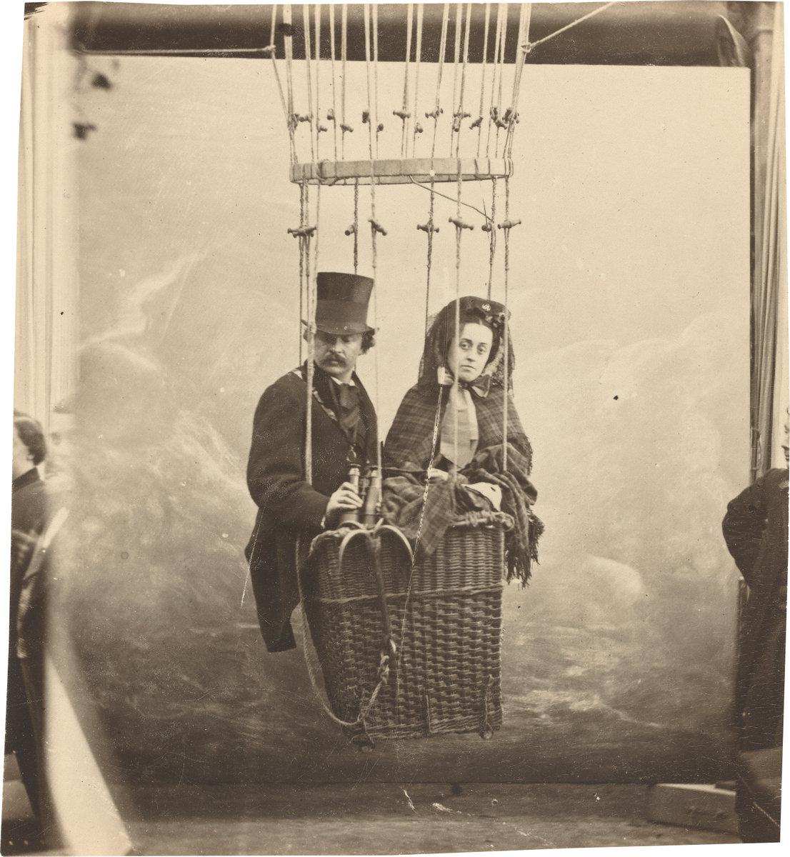 Nadar:Self-Portrait with Wife Ernestine in a Balloon Gondola,16x12"(A3) Poster