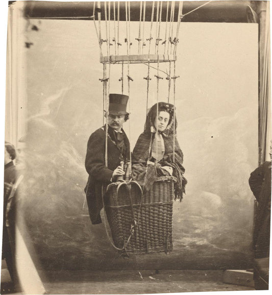 Nadar:Self-Portrait with Wife Ernestine in a Balloon Gondola,16x12"(A3) Poster