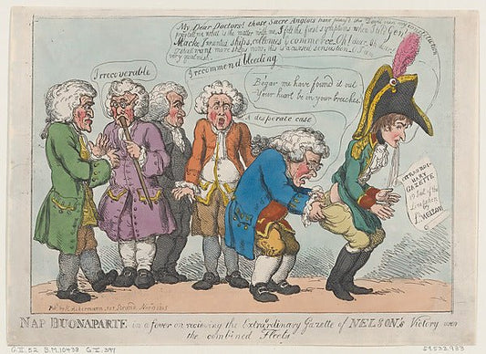 Nap Buonaparte in a Fever on Receiving the Extraordinary Gazet, vintage art, A3 (16x12") Poster Print