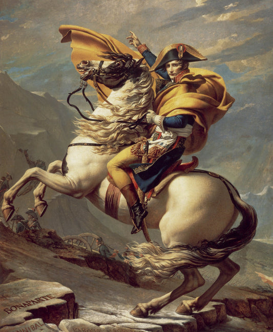 Napoleon Crossing the Alps by Jacques-Louis David, vintage art, modern poster print