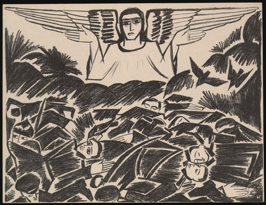 Natalia Goncharova - Bratskaya Mogila Misticheskie obrazy voiny.  vintage art, A3 (16x12")  Poster Print 