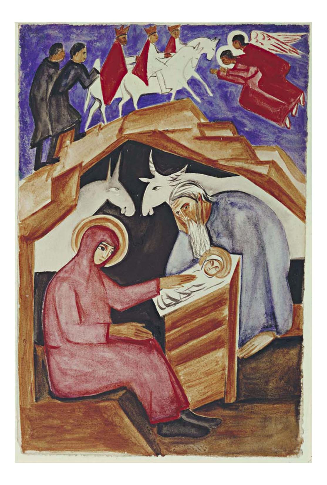 Natalia Goncharova - The Nativity, for Liturgy, 16x12" (A3) Poster Print