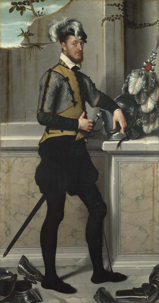 a knight with jousting helmet by G.B.Moroni, 12x8" (A4) Poster