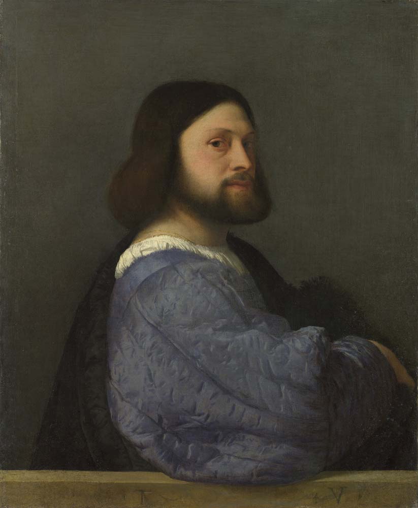 a man with a quilted sleeve by Titian, 12x8" (A4) Poster