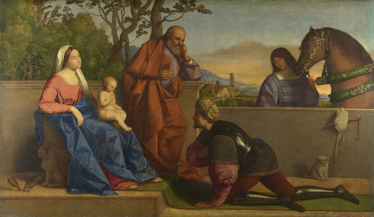a warrior adoring infant christ by V. Catena, 12x8" (A4) Poster