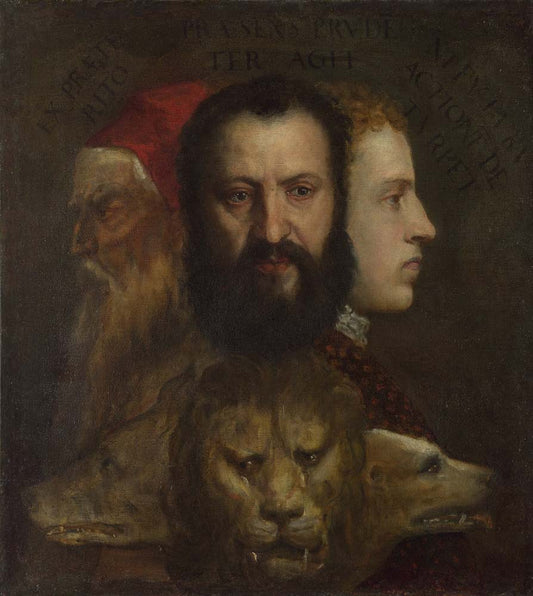 an allegory of prudence by Titian & workshop, 12x8" (A4) Poster