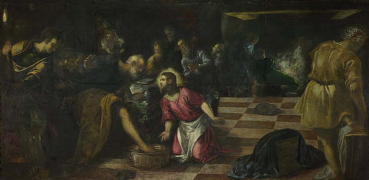 christ washing feet by J. Tintoretto, ca.1575-80, 12x8" (A4) Poster