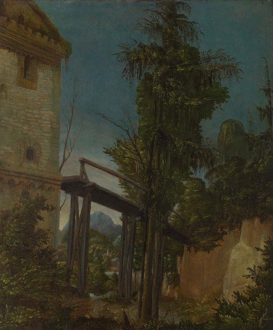 landscape with a footbridge by A.Altdorfer, 12x8" (A4) Poster