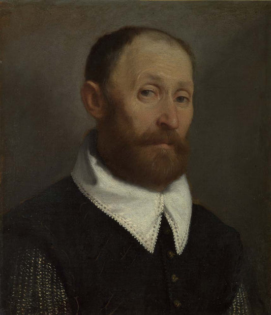 portrait of a man with raised eyebrows by G.B.Moroni, 12x8" (A4) Poster