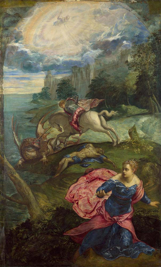 saint george and dragon Jacopo Tintoretto, 12x8" (A4) Poster