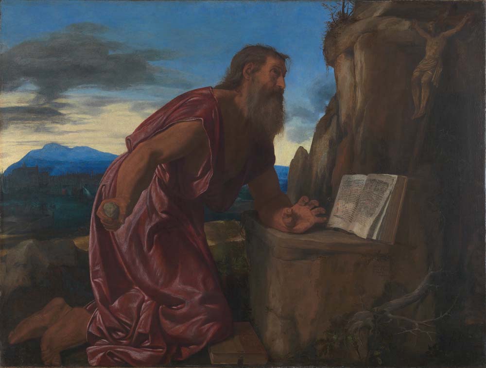 saint jerome by G.Girolamo Savoldo, 12x8" (A4) Poster
