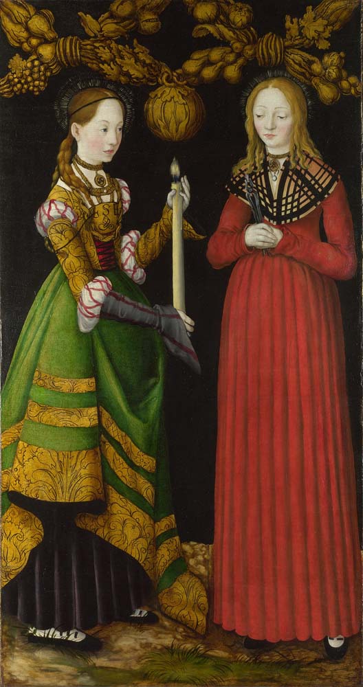 saints genevieve and apollonia by L.Cranach, 12x8" (A4) Poster