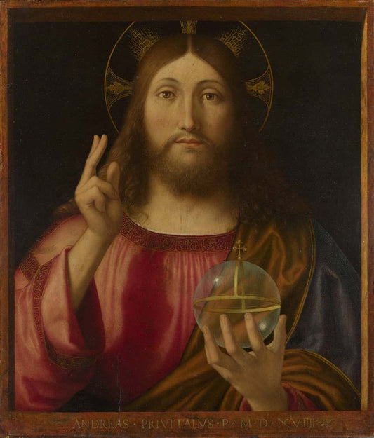 salvator mundi by Andrea Previtali,1519, 12x8" (A4) Poster