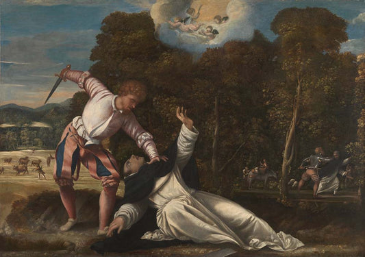 death of st peter martyr by Bernardino da Asola, 12x8" (A4) Poster