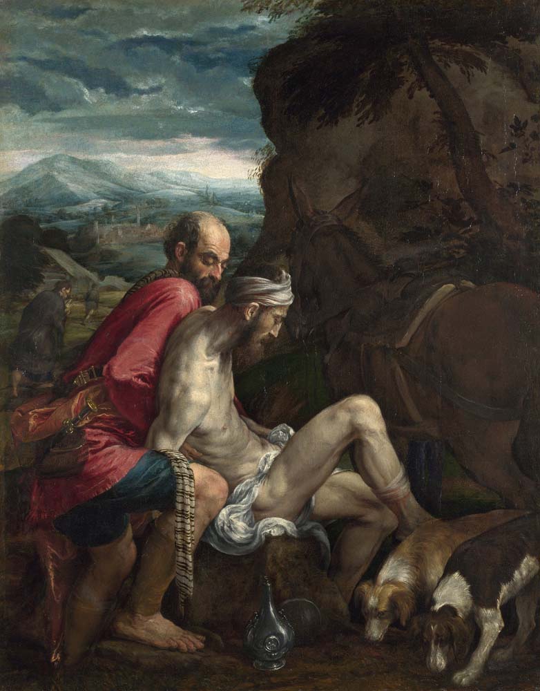 the good samaritan by J.Bassano,ca.1562-3, 12x8" (A4) Poster