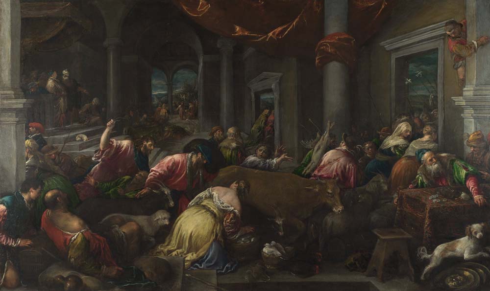 the purification of temple by J.Bassano & workshop, 12x8" (A4) Poster