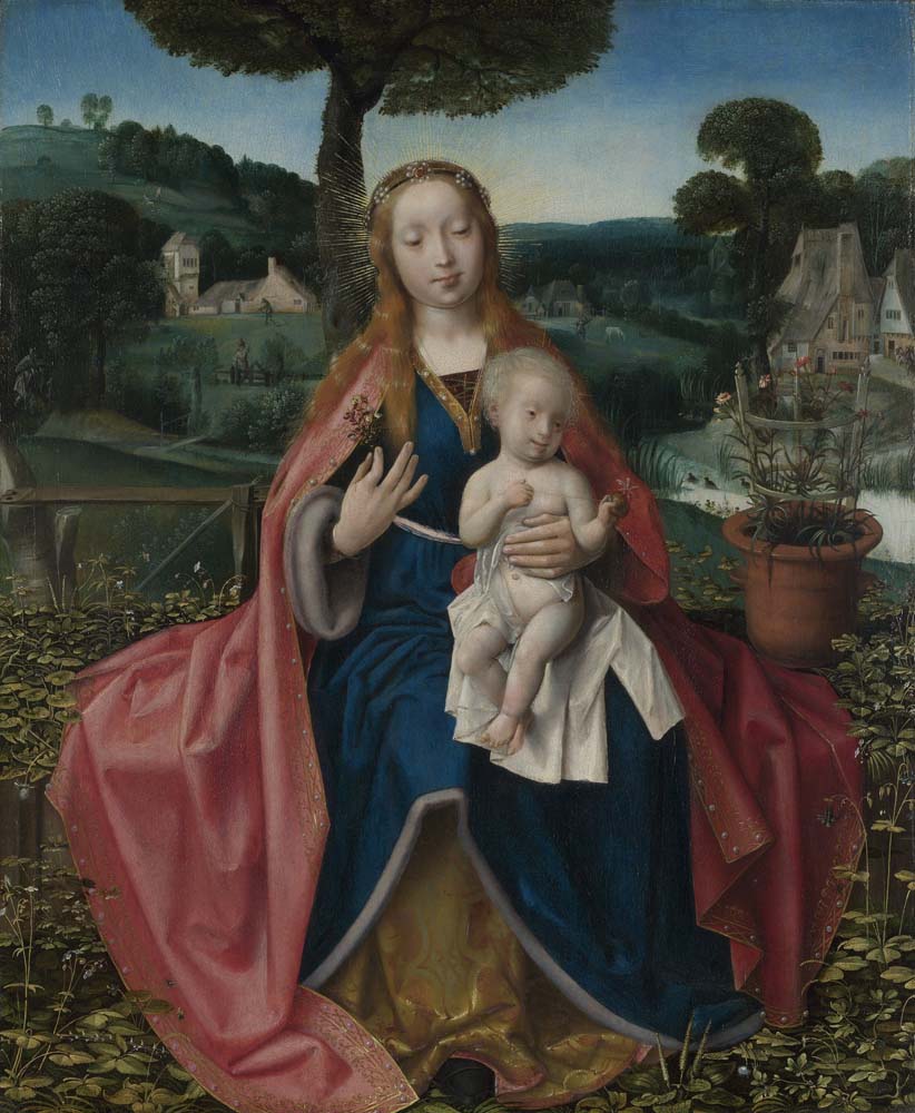 virgin and child in a landscape by Jan Provoost, 12x8" (A4) Poster