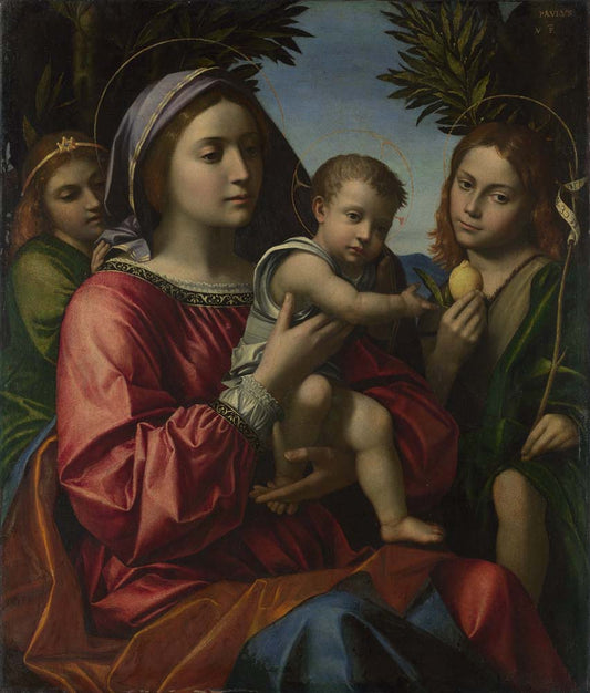 the virgin & child with the baptist by P.Morando, 12x8" (A4) Poster