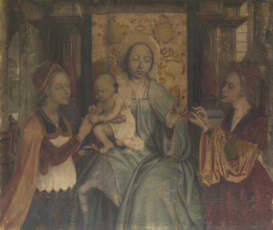 the virgin & child with st barbara by Q.Massys, 12x8" (A4) Poster