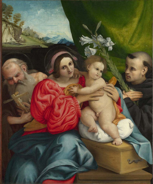 virgin & child with saints jerome by L.Lotto, 12x8" (A4) Poster