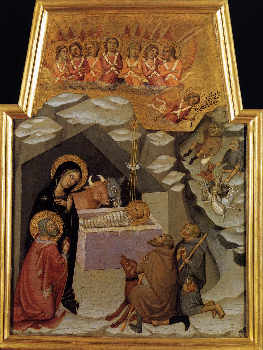 Nativity and Adoration of the Shepherds, vintage artwork by Bartolo di Fredi, A3 (16x12") Poster Print