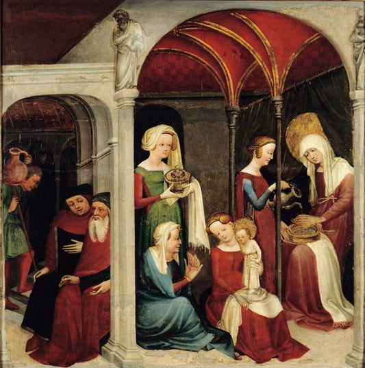 Nativity of the Virgin, vintage artwork by German School 15th Century - Unknown, A3 (16x12") Poster Print