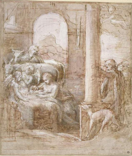 Nativity with the Arrival of the Shepherds, vintage artwork by Correggio, A3 (16x12") Poster Print