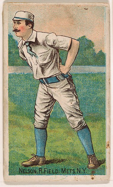 :Nelson Right Field Mets New York from the Gold Coin series for Gold Coin Chewing Tobacco 1887, vintage artwork, 16x12"(A3) Poster Print