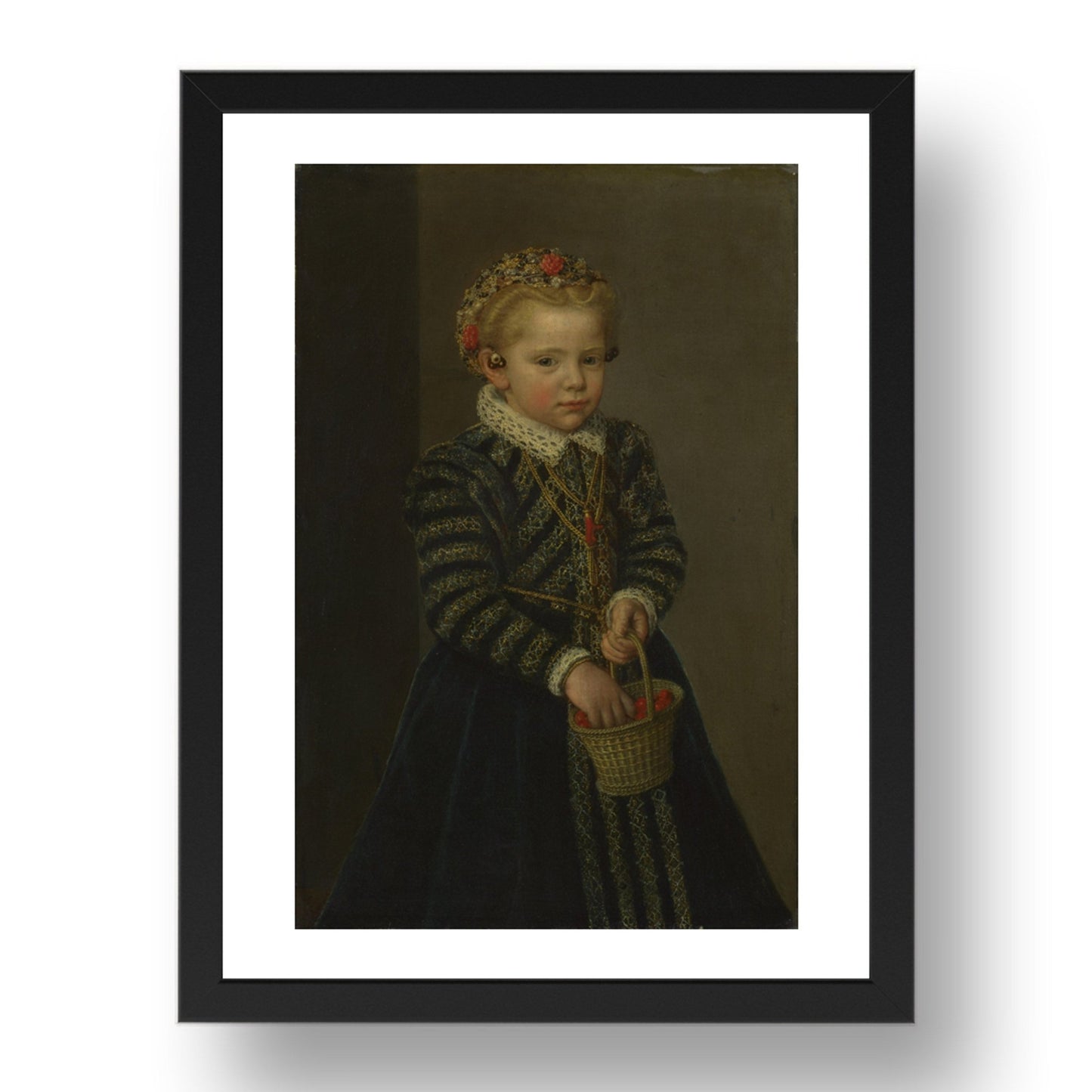 Netherlandish: A Little Girl with a Basket of Cherries, Poster in 17x13"(A3) Frame