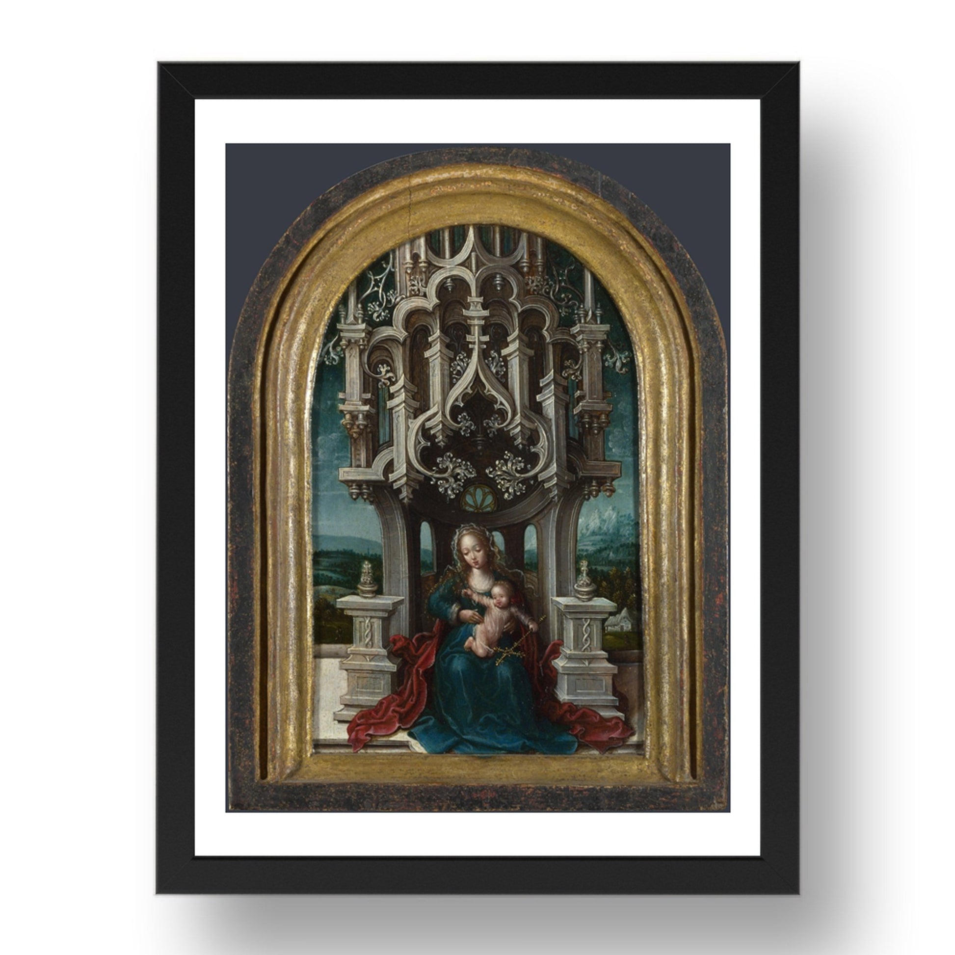 Netherlandish: The Virgin and Child Enthroned, Poster in 17x13"(A3) Frame