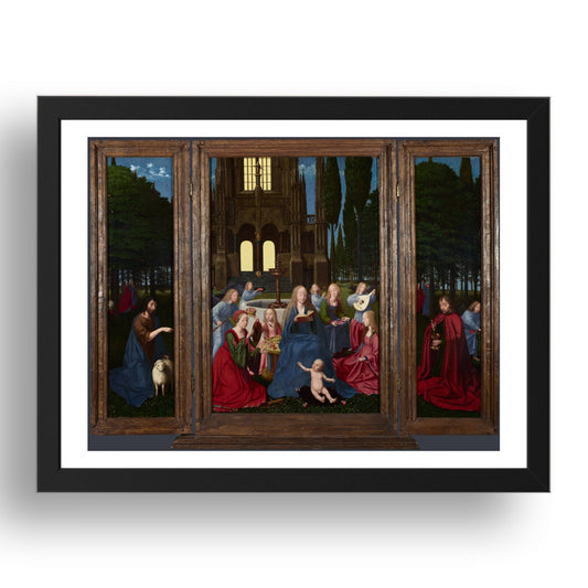 Netherlandish: The Virgin and Child with Saints and Angels in a Garden, Poster in 17x13"(A3) Frame