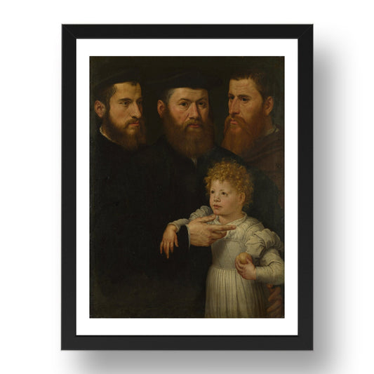 Netherlandish: Three Men and a Little Girl, Poster in 17x13"(A3) Frame