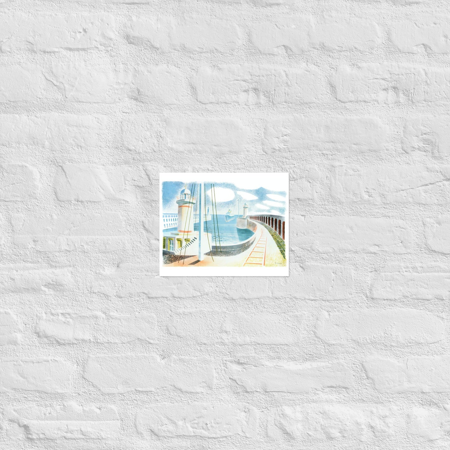 Newaven Harbour (1937) by Eric Ravilious, vintage landscape seascape,  Reproduction Art Poster