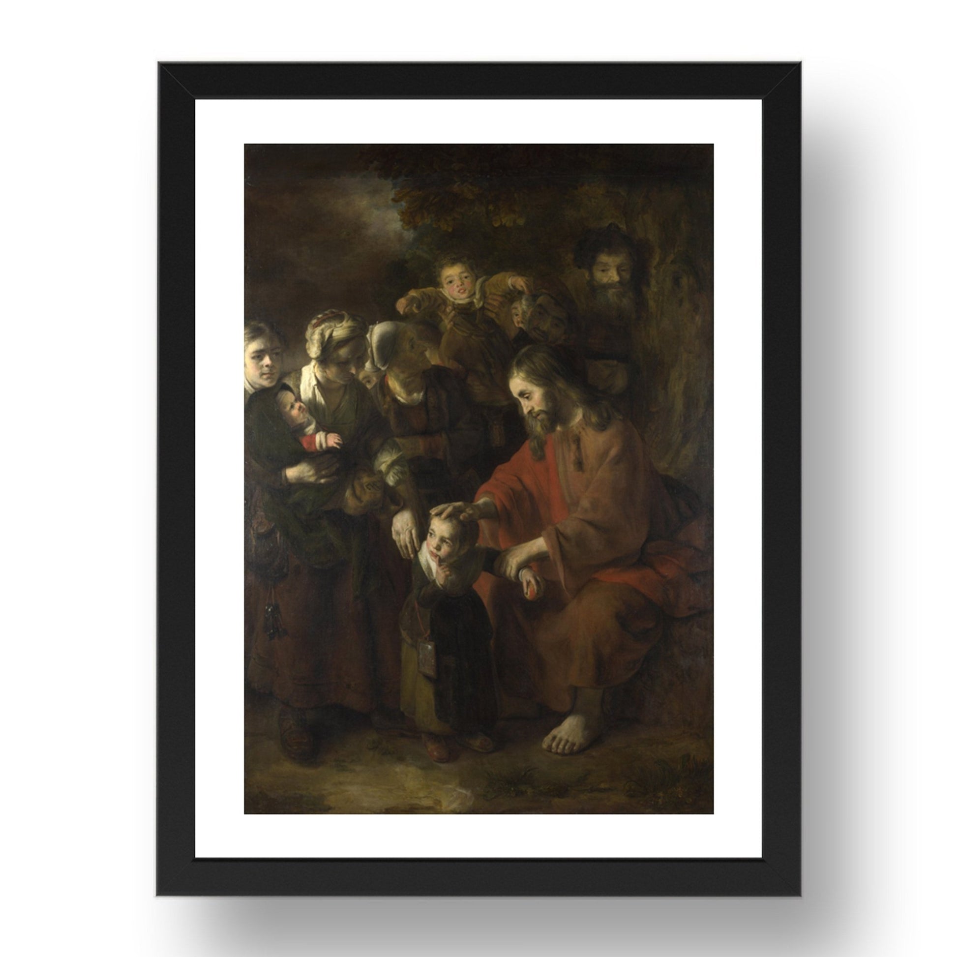 Nicolaes Maes: Christ blessing the Children, Poster in 17x13"(A3) Frame