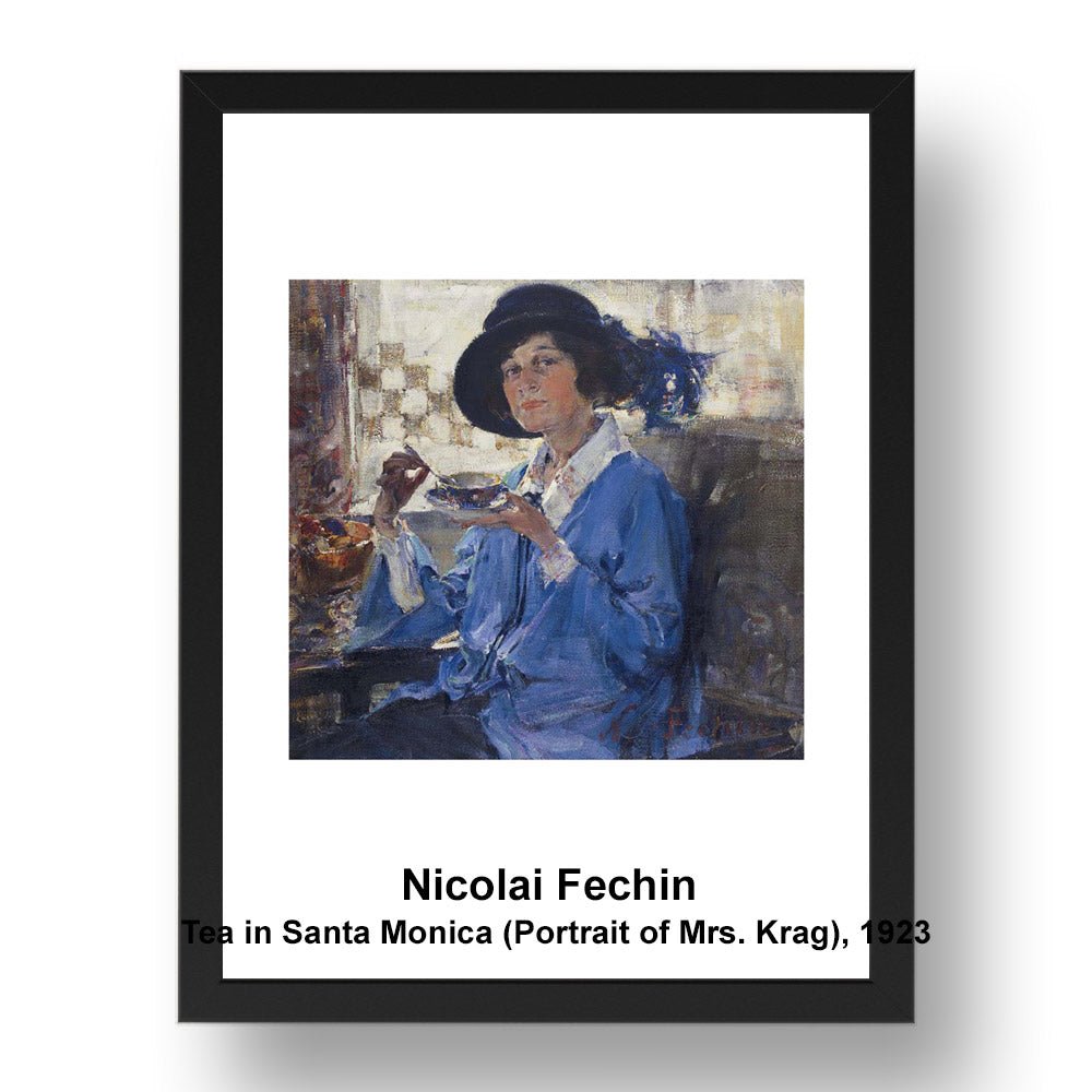 Nicolai Fechin: Tea in Santa Monica Portrait of Mrs. Krag 1923, vintage impressionist artwork, 17x13"(A3) Frame