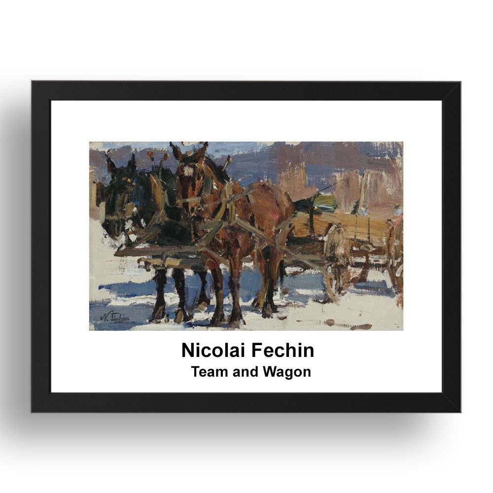 Nicolai Fechin: Team and Wagon, vintage impressionist artwork, 17x13"(A3) Frame