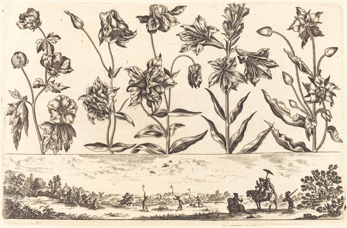 Nicolas Cochin after Balthasar Moncornet:Flower Print no.6,16x12"(A3) Poster