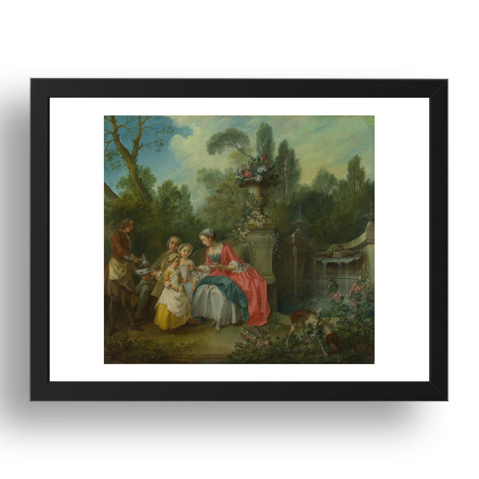 Nicolas Lancret: A Lady in a Garden taking Coffee with some Children, Poster in 17x13"(A3) Frame