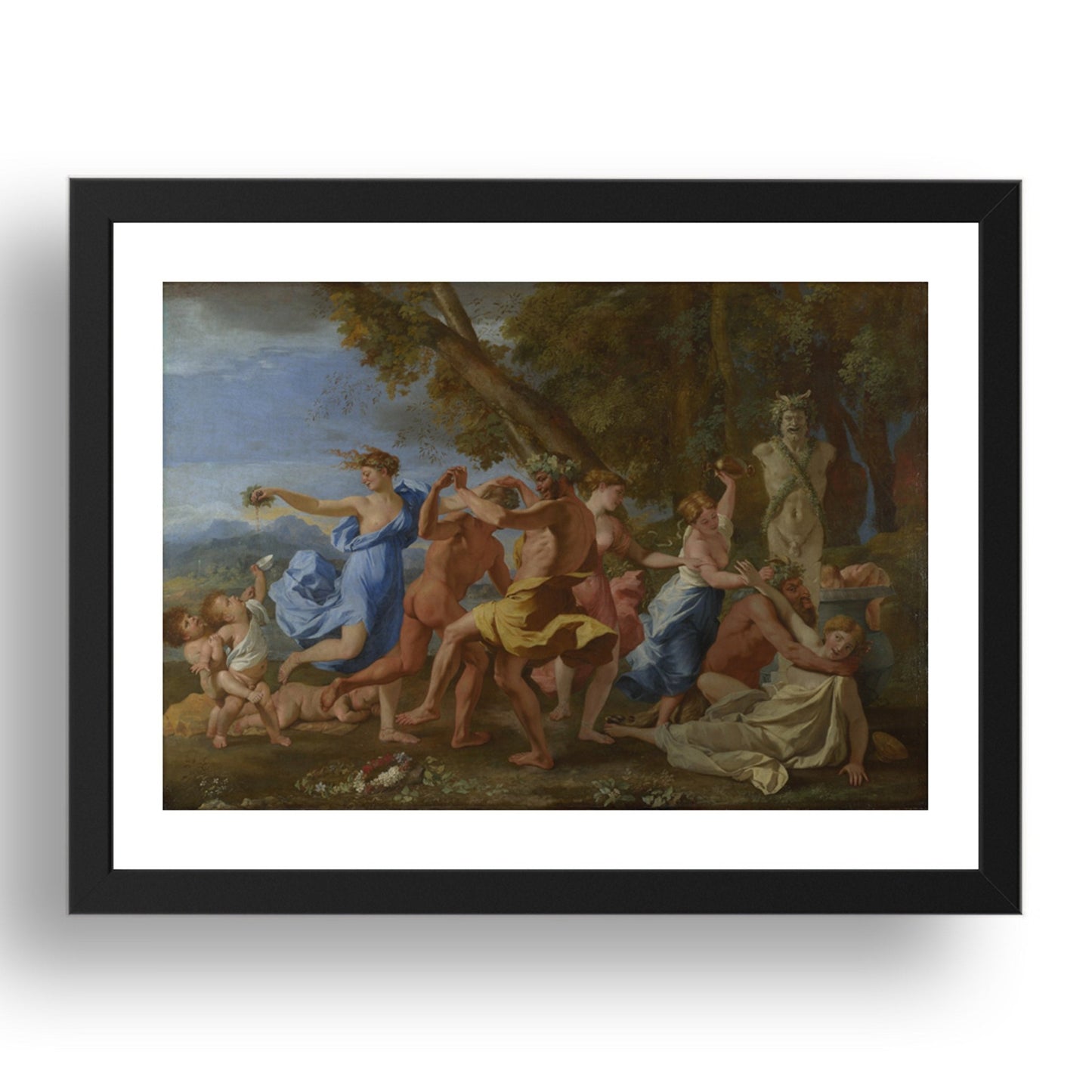 Nicolas Poussin: A Bacchanalian Revel before a Term, Poster in 17x13"(A3) Frame
