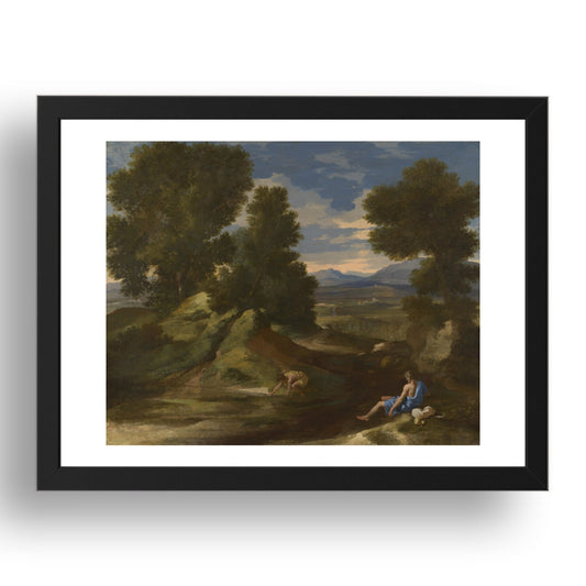 Nicolas Poussin: Landscape with a Man scooping Water from a Stream, Poster in 17x13"(A3) Frame