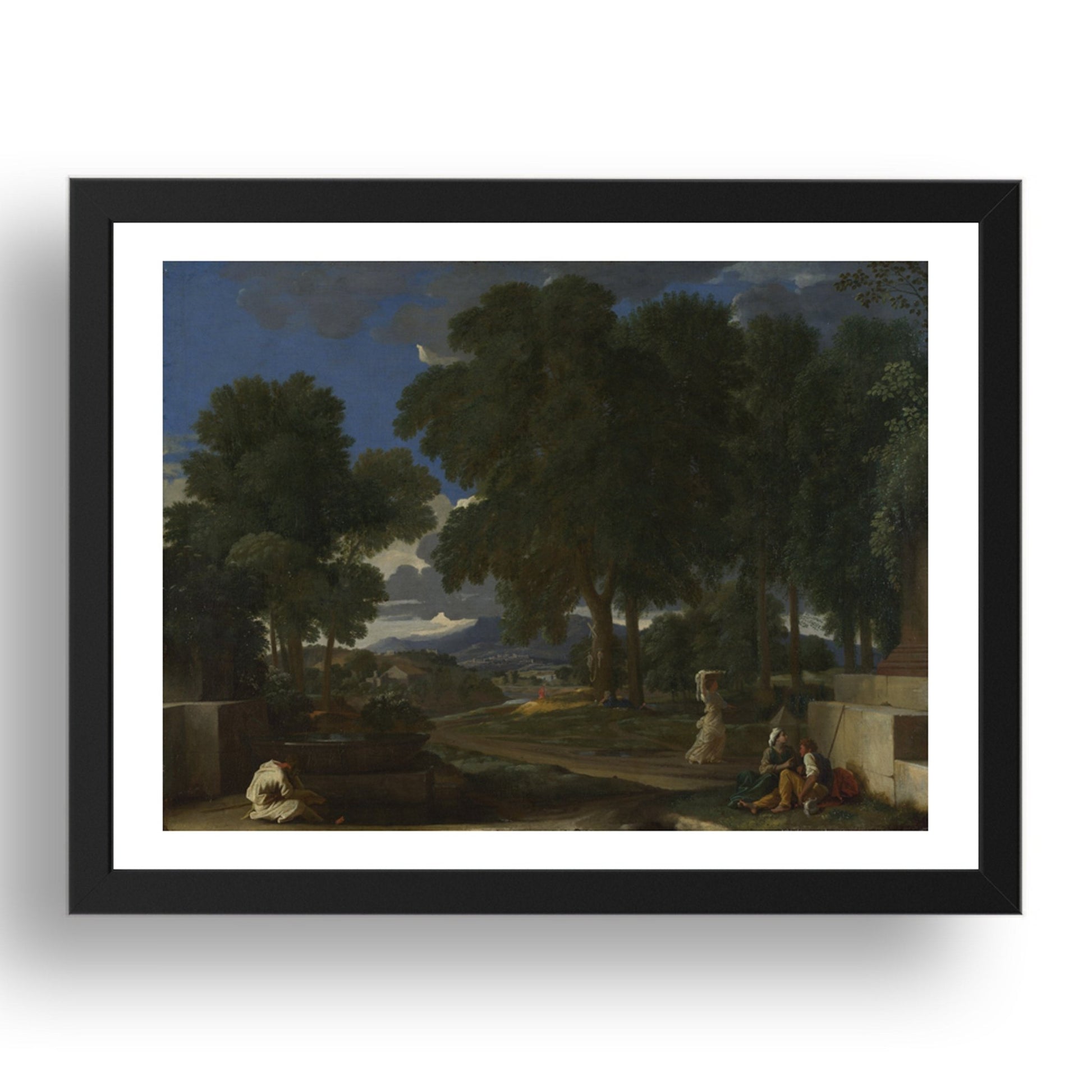 Nicolas Poussin: Landscape with a Man washing his Feet at a Fountain, Poster in 17x13"(A3) Frame