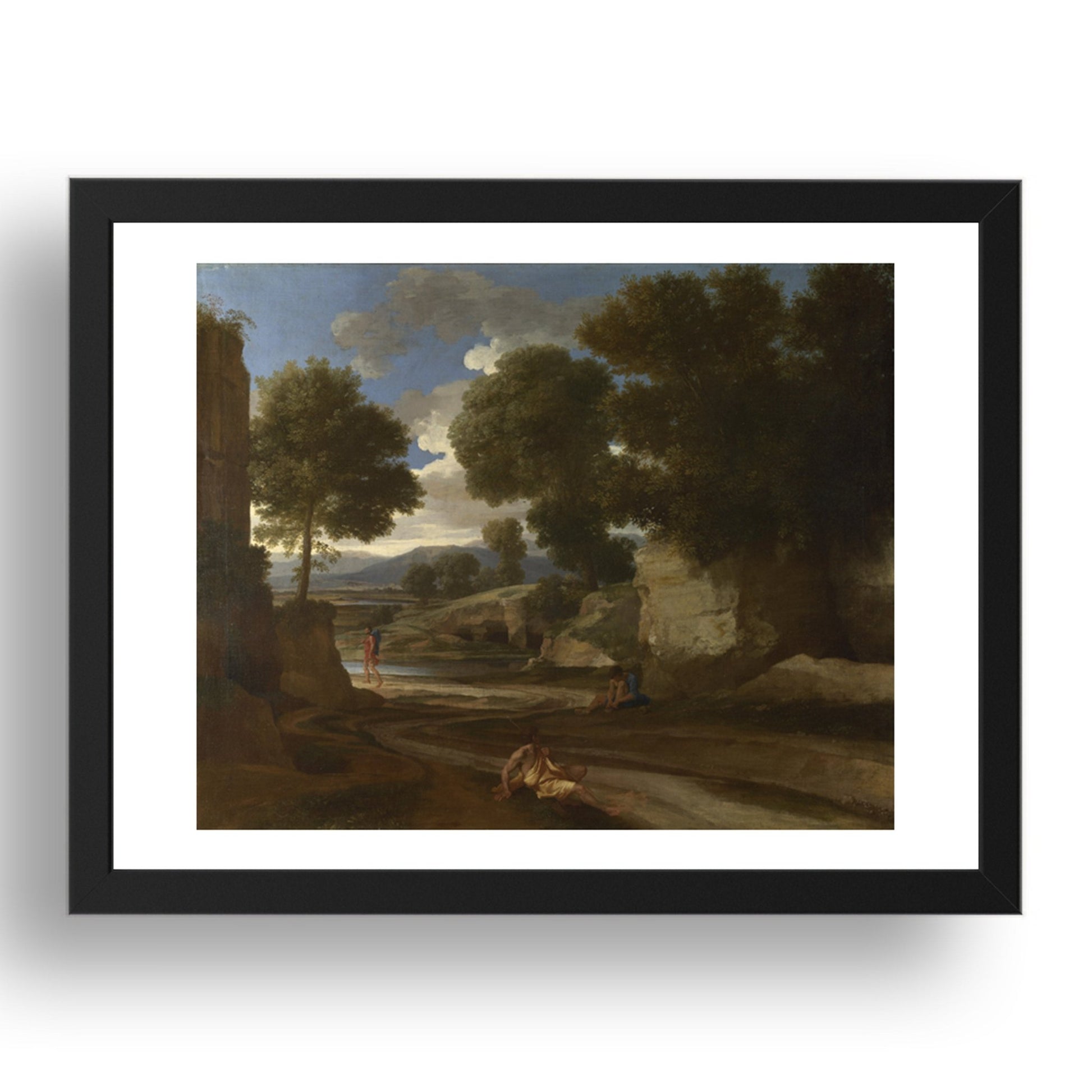 Nicolas Poussin: Landscape with Travellers Resting, Poster in 17x13"(A3) Frame