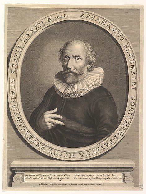 Nicolas Visscher I:Portrait of Abraham Bloemaert 17th century, vintage artwork, 16x12"(A3) Poster Print