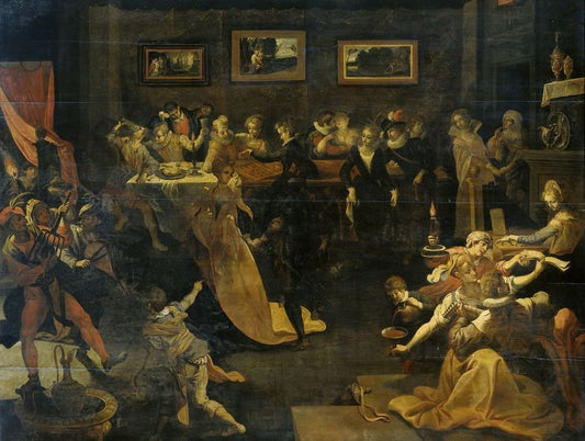 Night Banquet and Masquerade, vintage artwork by Joos van Winghe, A3 (16x12") Poster Print