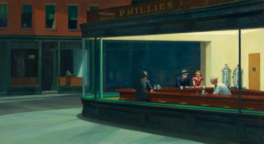 Nighthawks by Edward Hopper, vintage art, modern poster print