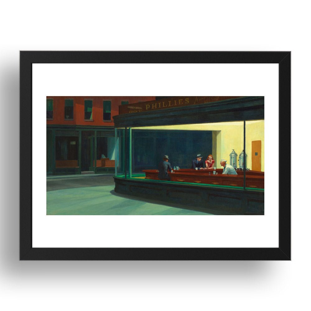 Nighthawks by Edward Hopper, vintage artwork in A3 (17x13") Black Frame