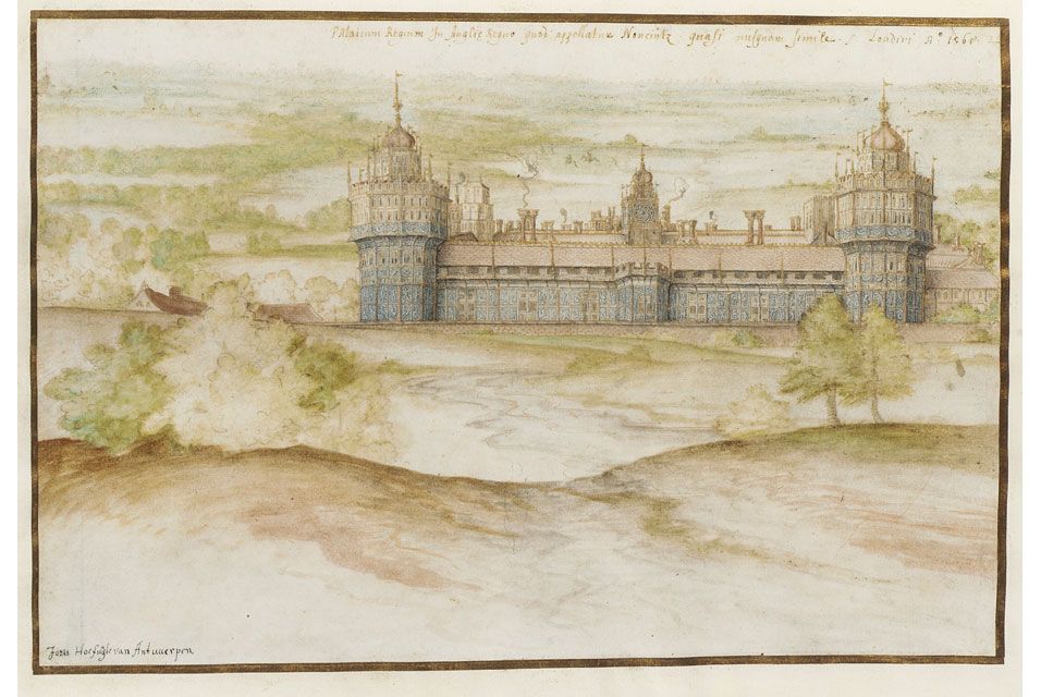 Nonsuch Palace,, vintage artwork by Joris Hoefnagel, A3 (16x12") Poster Print